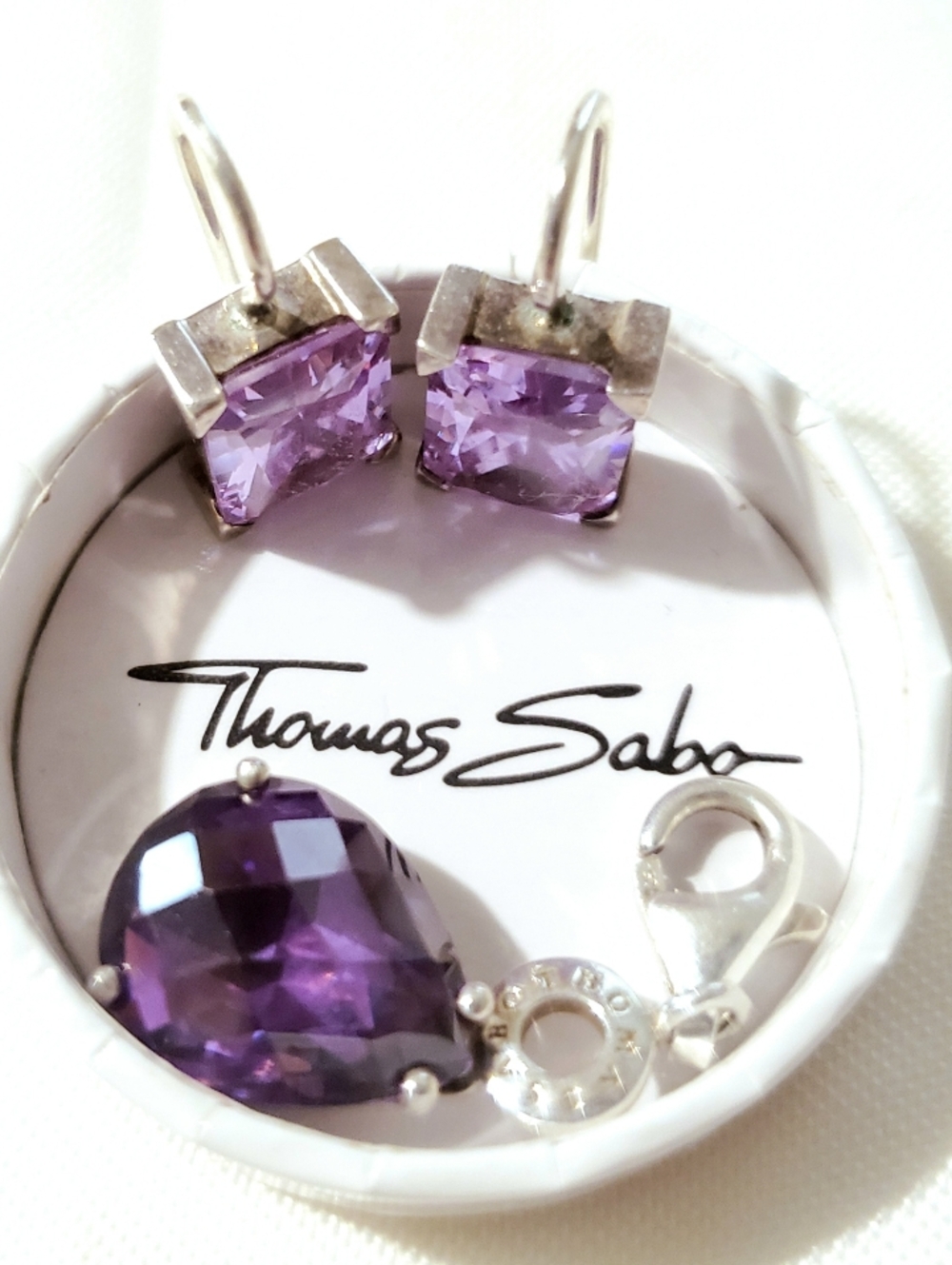 Thomas Sabo SET Amethyst Earrings Pendant 925 Sterling Sterling HTF